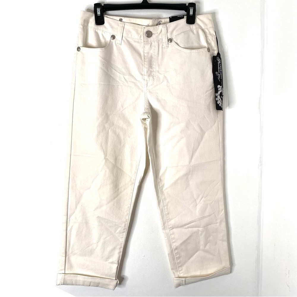 Cream Ivory Embroidered Pocket Boyfriend Jean NWT